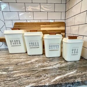 ☕ 1940s Lusterware Canister Set • Flour • Sugar • Coffee • Tea (Set of 4) 🍵